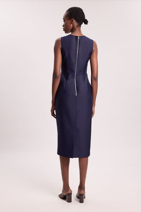 Tailored Satin Keyhole Cut Out Midi Dress - Image 3