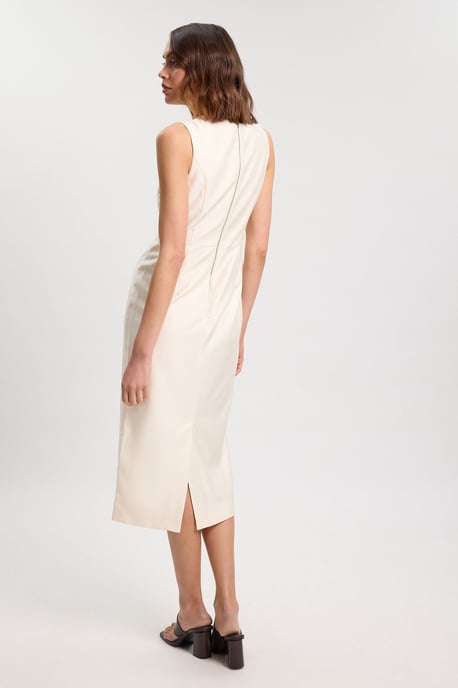 Tailored Satin Keyhole Cut Out Midi Dress - Image 3