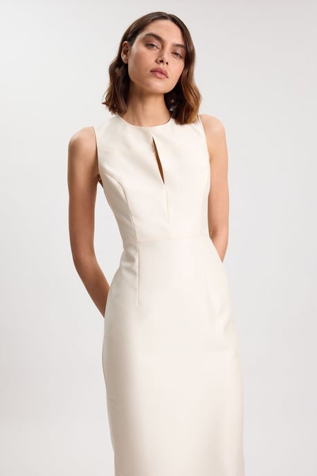 Tailored Satin Keyhole Cut Out Midi Dress - Image 4