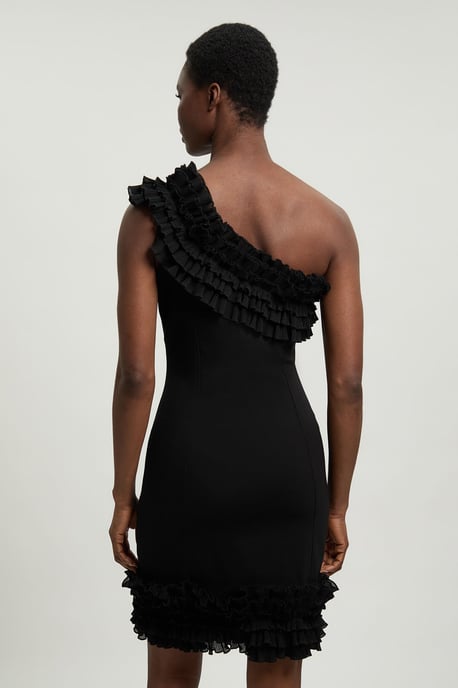 Drama Ruffle Asymmetric Mini Dress - Image 3