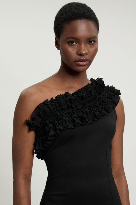 Drama Ruffle Asymmetric Mini Dress - Image 4