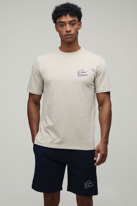 Regular Fit Palm Print T-Shirt & Short Set - Image 3