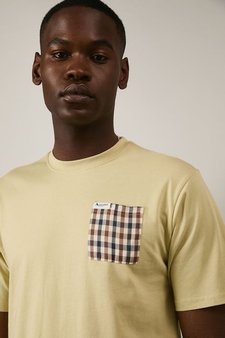 Club Check Pocket T Shirt Beige - Image 4