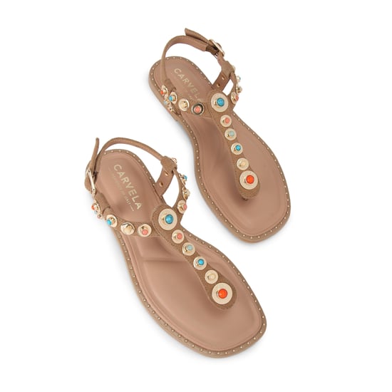Carvela Suede Amalfi T Bar Flat Sandal Sandals - Image 2
