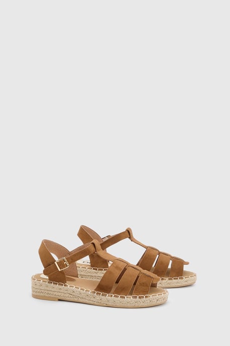 Piper Faux Suede Gladiator Espadrille Flats - Image 1