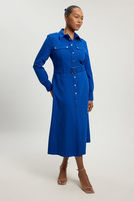 Plus Size Tailored Belted Midi Shirt Dress - Image 4