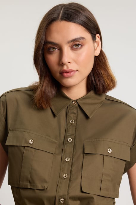 Cotton Sateen With Lace Trim Pocket Detail Jacket - Image 4