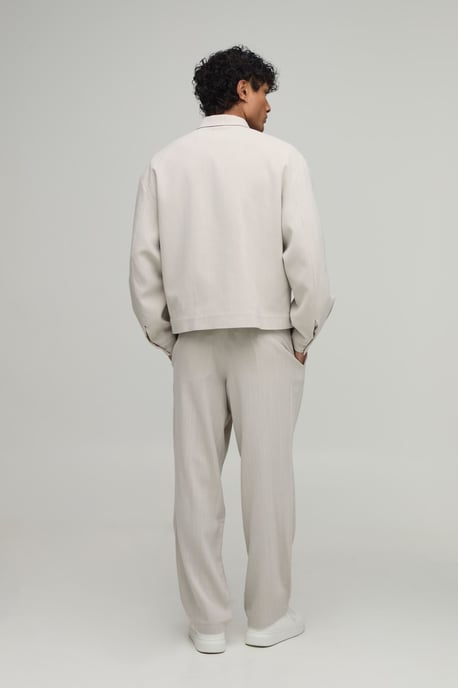 Tailored Oversized Linen Look Co-Ord Harrington Jacket - Image 2