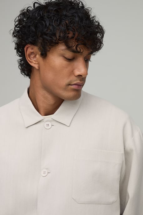 Tailored Oversized Linen Look Co-Ord Harrington Jacket - Image 3