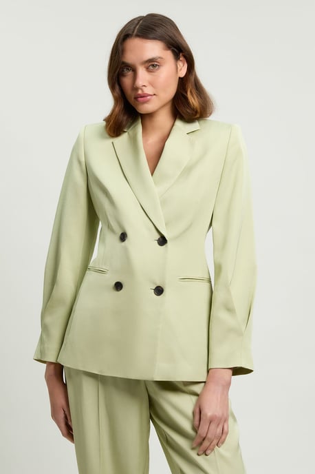 Polished Linen Blend Single Breasted Tailored Blazer - Image 1