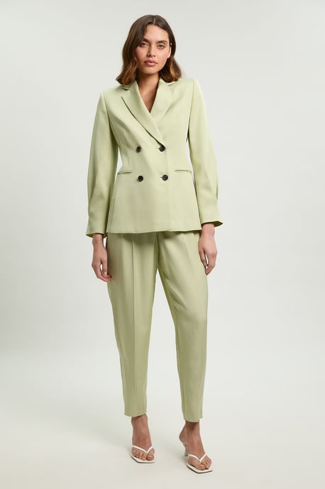 Polished Linen Blend Single Breasted Tailored Blazer - Image 3
