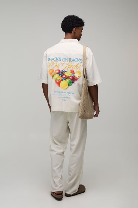 Oversized Half Sleeve Fruit Print Shirt and Relaxed Trouser Set - Image 2