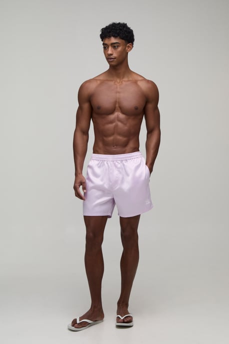 Relaxed fit Satin Boxer Style Embroidered Short - Image 4