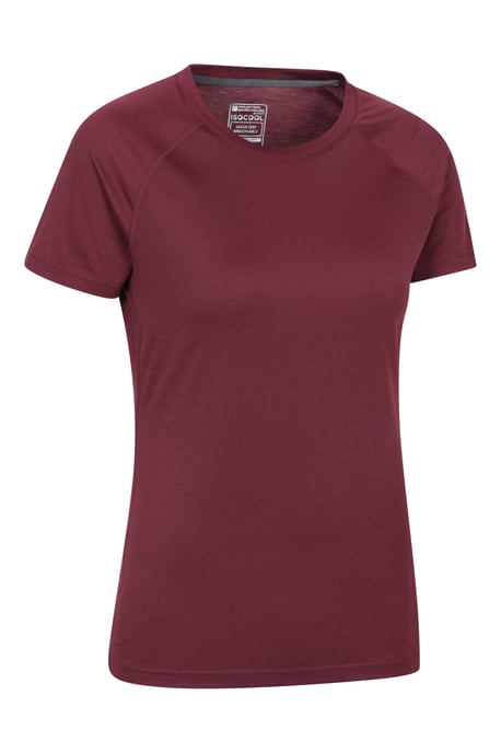 Women's IsoCool Technical T-Shirt Breathable Sports Gym Tee Burgundy - Image 2