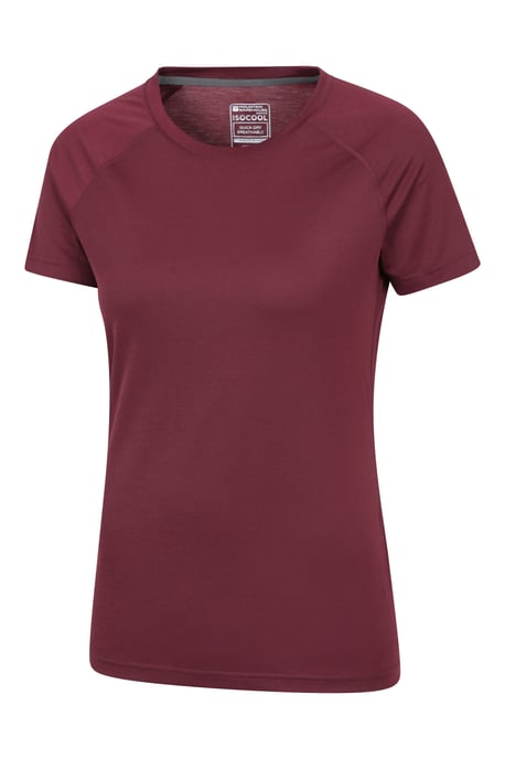Women's IsoCool Technical T-Shirt Breathable Sports Gym Tee Burgundy - Image 3