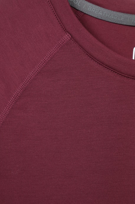Women's IsoCool Technical T-Shirt Breathable Sports Gym Tee Burgundy - Image 5