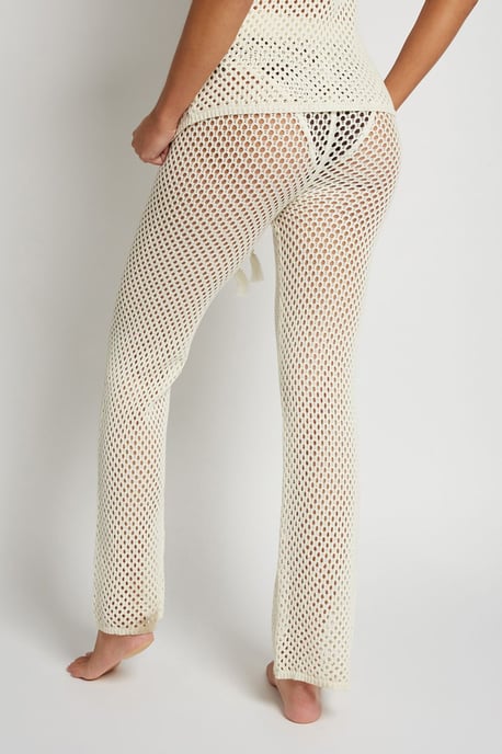 Rise Crochet Trousers Cream - Image 2