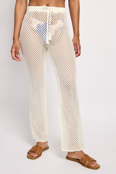 Rise Crochet Trousers Cream - Image 6