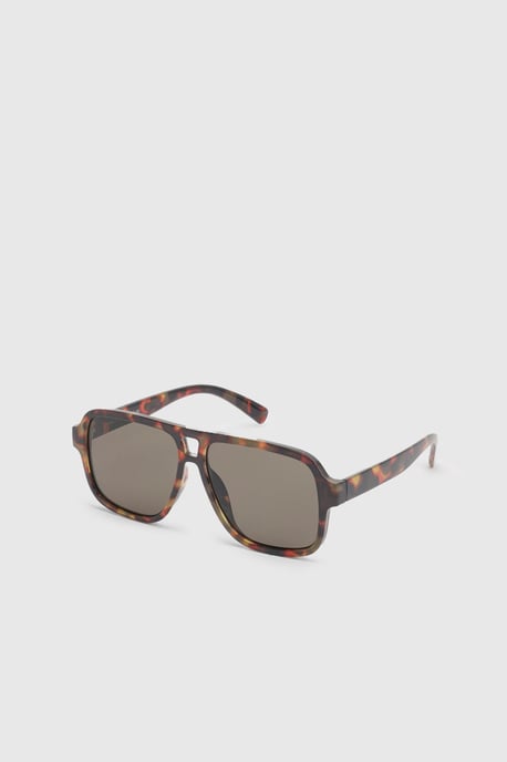 Chunky Brown Lens Aviator Sunglasses - Image 2