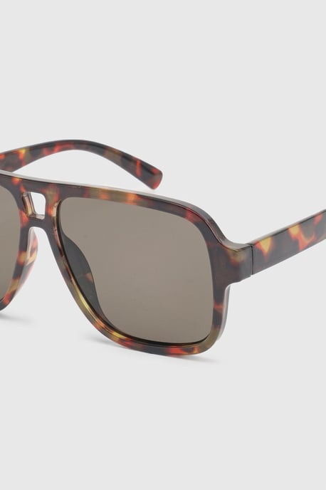 Chunky Brown Lens Aviator Sunglasses - Image 3