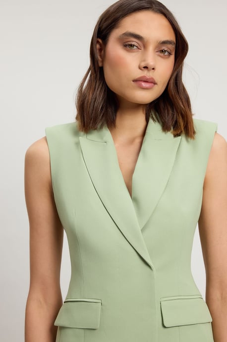 Tailored Crepe Asymmetric Pleat Wide Leg Jumpsuit - Image 2