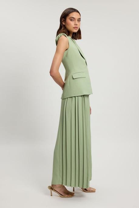 Tailored Crepe Asymmetric Pleat Wide Leg Jumpsuit - Image 4