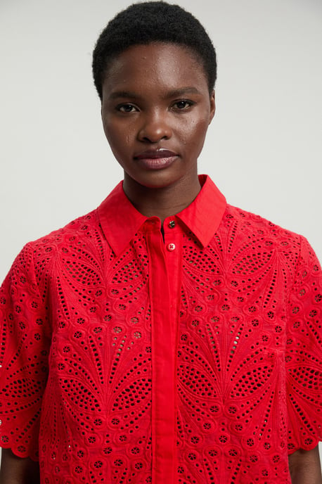 Cotton Broderie Short Sleeve Blouse - Image 3