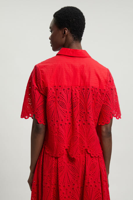 Cotton Broderie Short Sleeve Blouse - Image 4