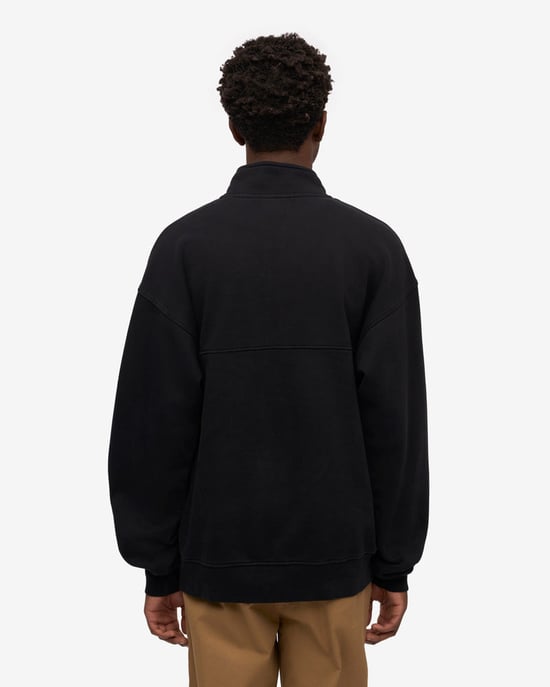 Long Sleeve Half Zip Collared Quarter Zip Sweatshirt in Black Sweatshirt - Image 3