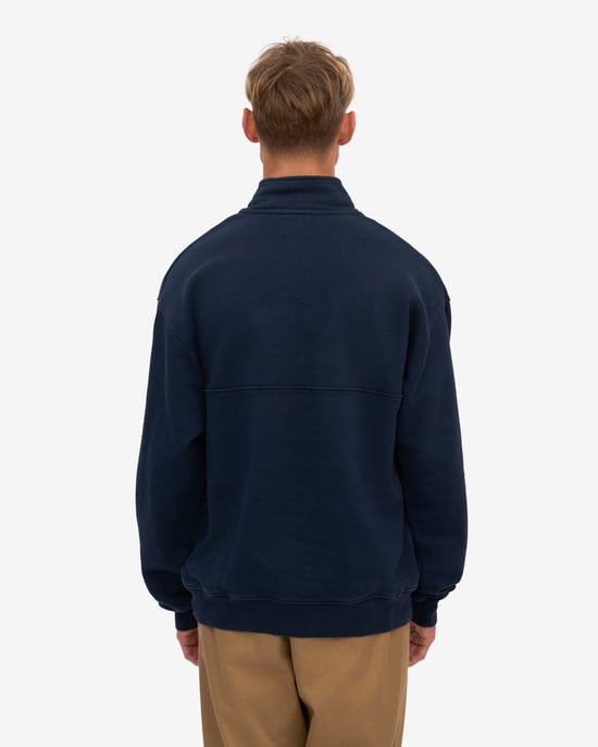 Long Sleeve Half Zip Collared Quarter Zip Sweatshirt in Dark Blue Sweatshirt - Image 3