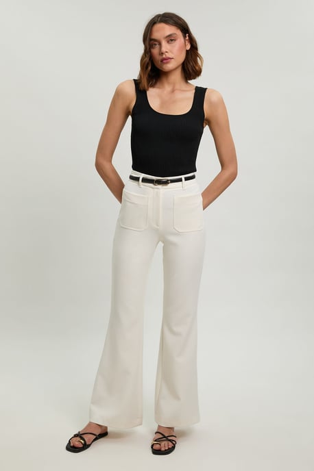 Petite Compact Stretch Pocket Straight Leg Trousers - Image 1