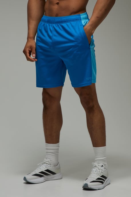 Man Active Colour Block Zip Pocket 7inch Gym Shorts - Image 1