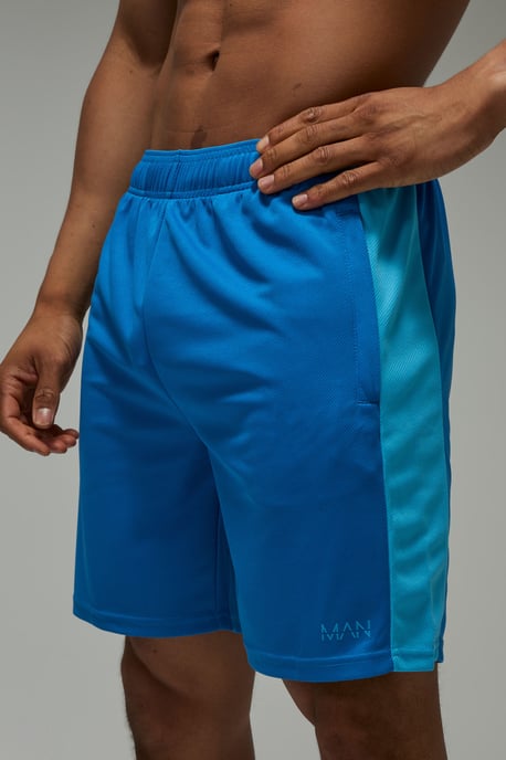 Man Active Colour Block Zip Pocket 7inch Gym Shorts - Image 3