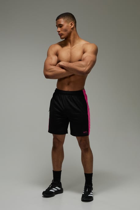 Man Active Colour Block Zip Pocket 7inch Gym Shorts - Image 4