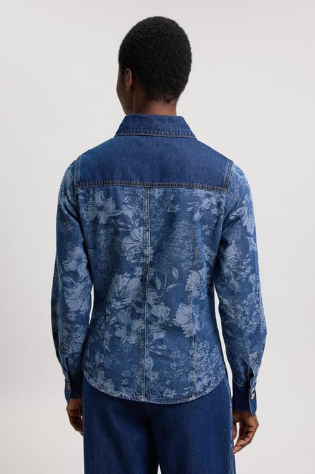 Denim & Jacquard Contrast Wide Leg Jean - Image 3