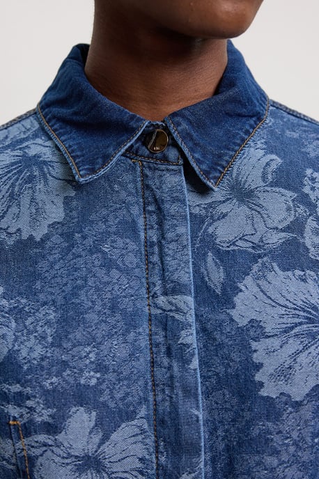 Denim & Jacquard Contrast Wide Leg Jean - Image 4