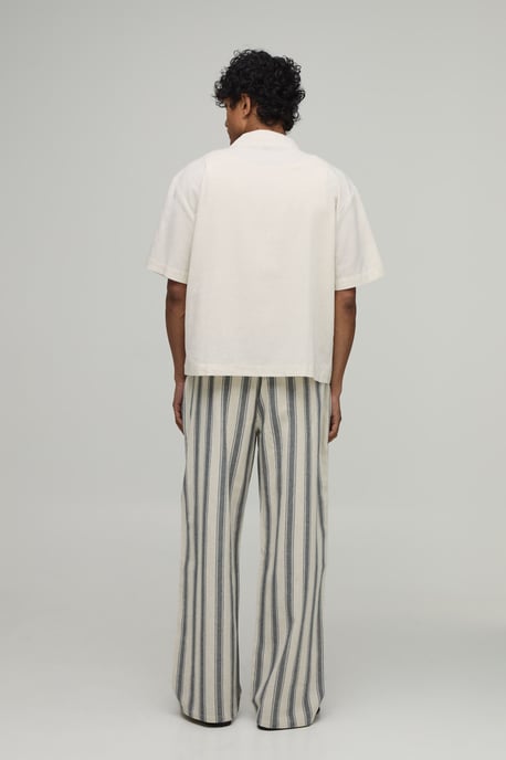 Wide Leg Stripe Linen Look Trouser - Image 2