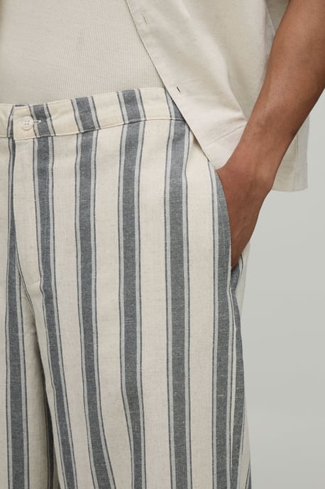 Wide Leg Stripe Linen Look Trouser - Image 3