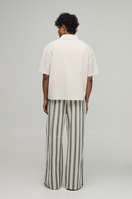 Wide Leg Stripe Linen Look Trouser - Image 2