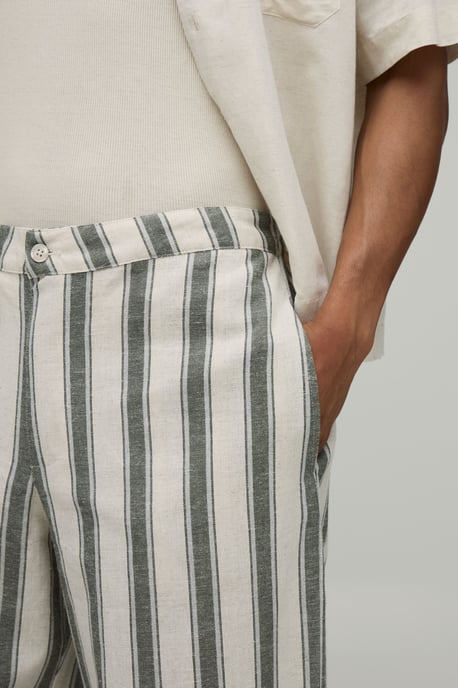 Wide Leg Stripe Linen Look Trouser - Image 3