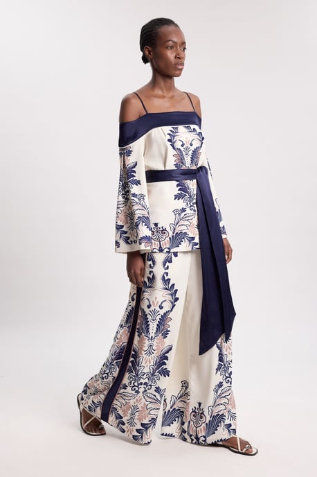 Scarf Print Woven Wide Leg Trouser - Image 1