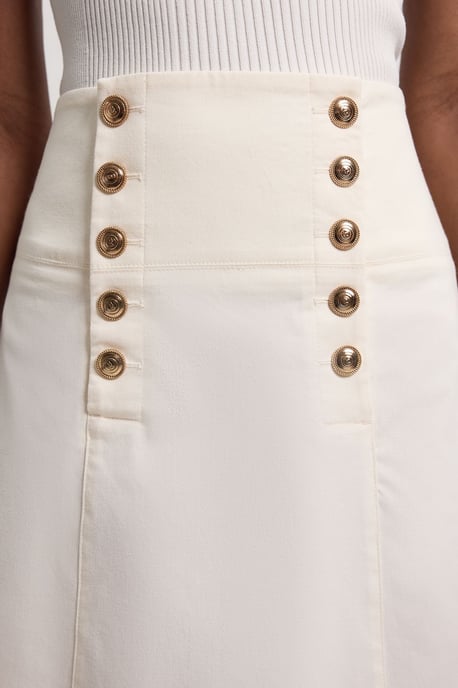 Cotton Tailored Button Detail Midi Skirt - Image 4
