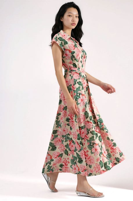 Geprinte Midi Hemdjurk met Knopsluiting - Image 4