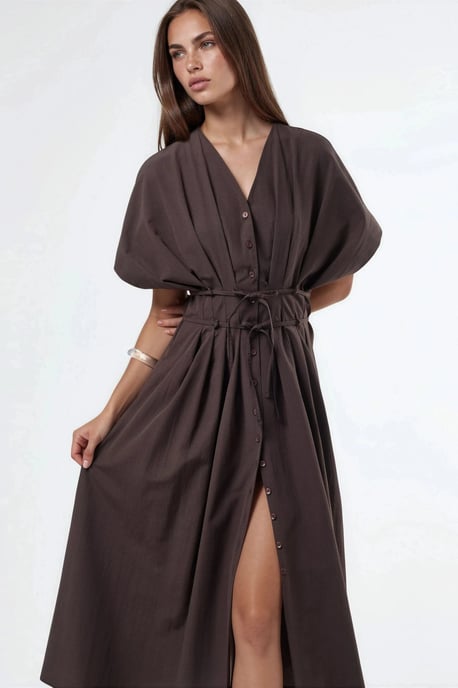 Casual V-hals Midi Shirtjurk - Image 2