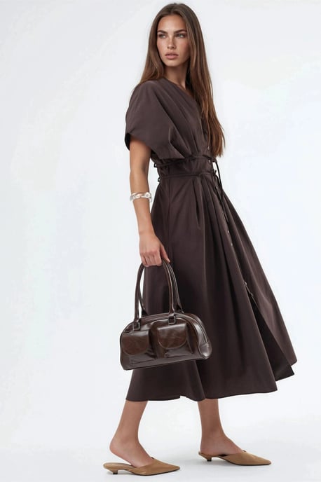Casual V-hals Midi Shirtjurk - Image 3