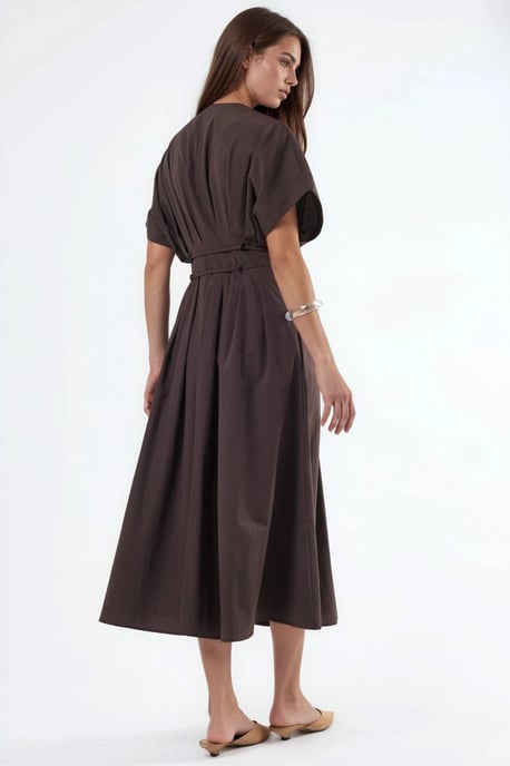 Casual V-hals Midi Shirtjurk - Image 4