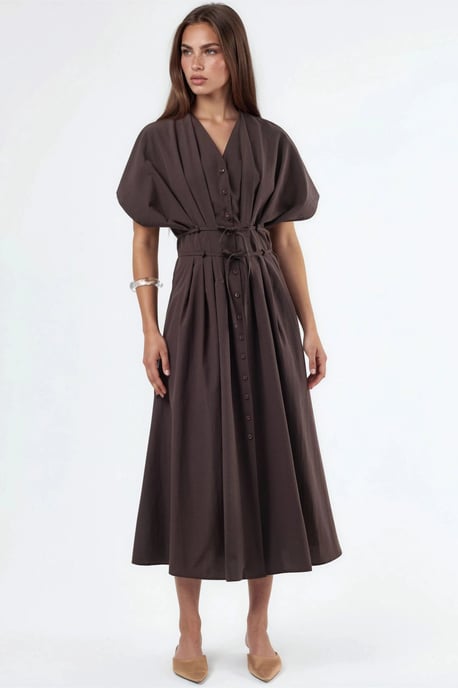 Casual V-hals Midi Shirtjurk - Image 6