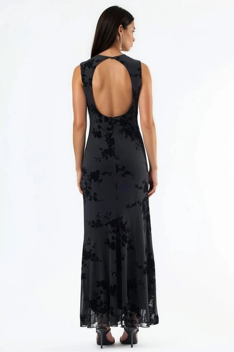 Bloemrijke Flocked Print Tulle Maxi Jurk - Image 5