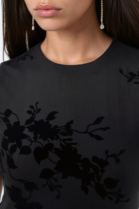 Bloemrijke Flocked Print Tulle Maxi Jurk - Image 6