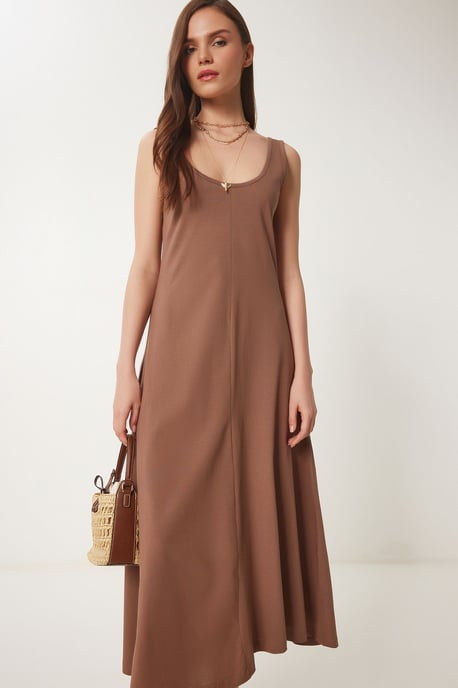 U Kraag Midi Jurk - Image 3
